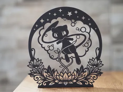013 Mystical Mew Silhouette Art - Floral Celestial