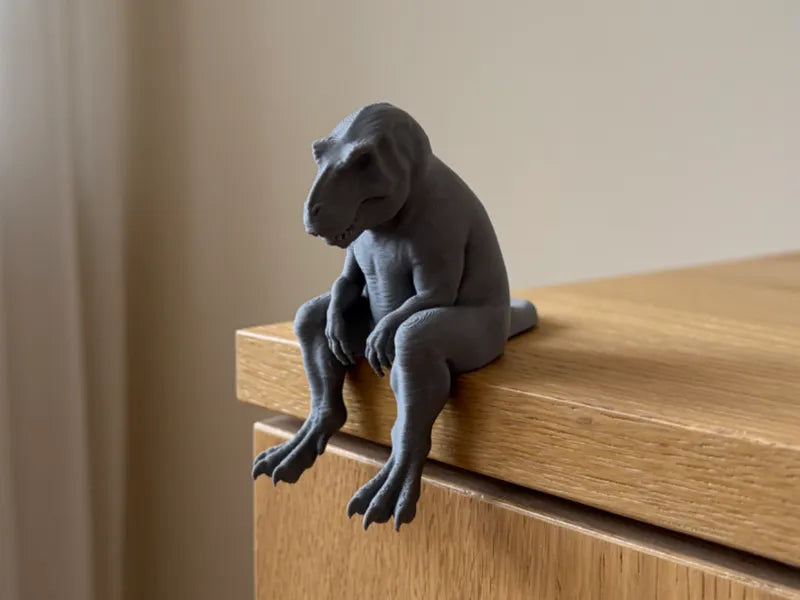 049 Sad T-Rex Sitting on Shelf Figure Funny Dinosaur