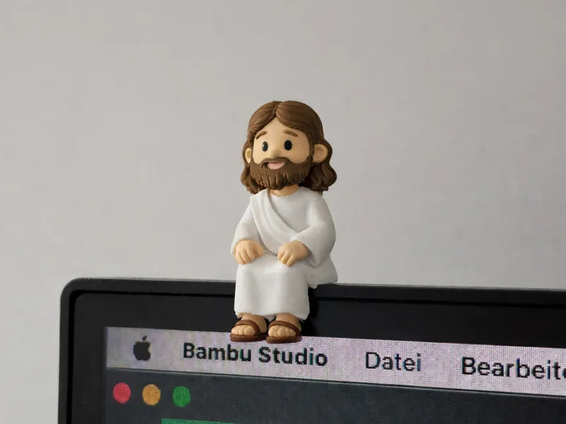 Mini Jesus Sitting on Monitor or Shelf