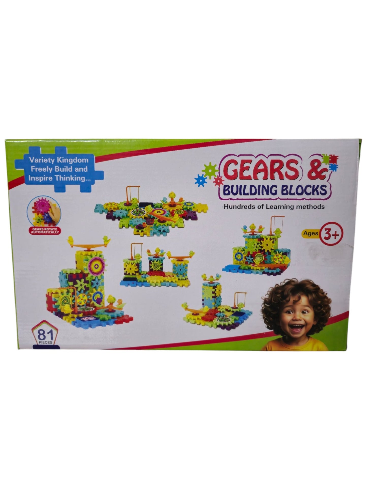 Battery Operated 81pcs Rotating Building Blocks with Gears for STEM Learning