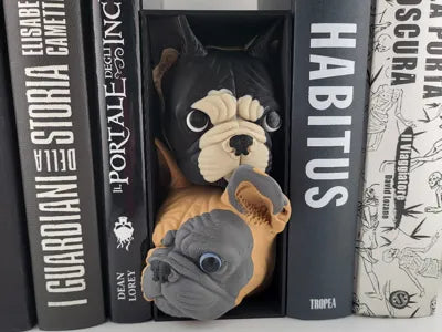 Book Nook bulldog Cozy 3D Printed Bookshelf Decor