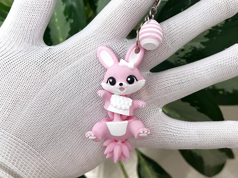 Cute Flexi Easter Bunny - Articulated Toy Keychain