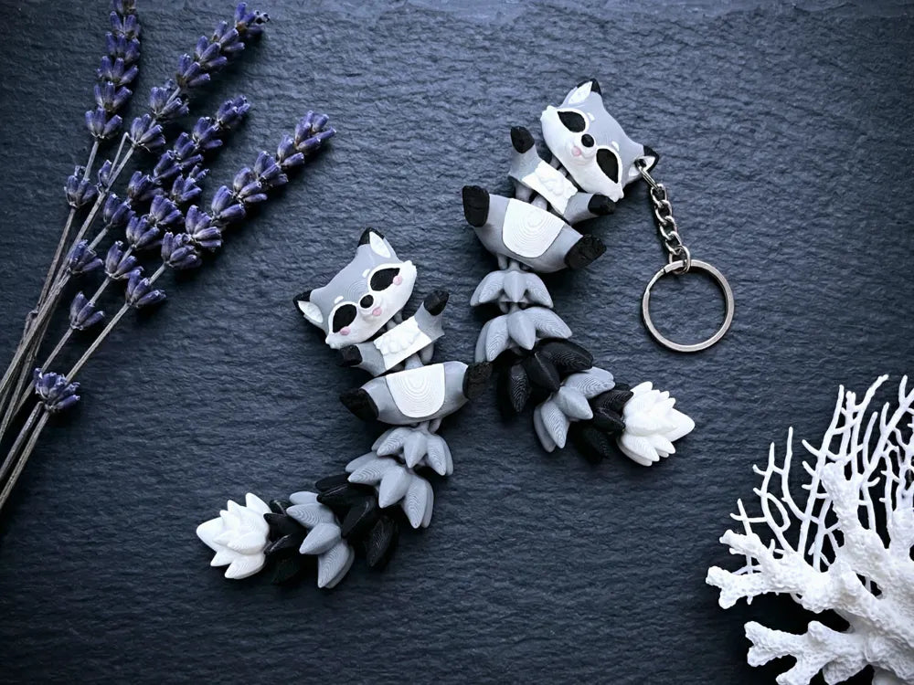 Cute Flexi Raccoon - Articulated Toy Keychain