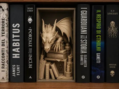 Dragon Book Nook Fantasy Library Bookshelf Insert