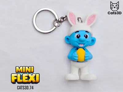 Easter Smurf Mini Flexi Keychain