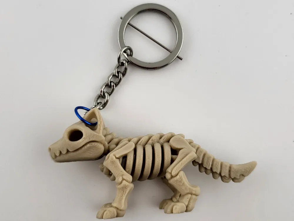 Fox Skeleton Keychain – Printed Animal Skull Charm