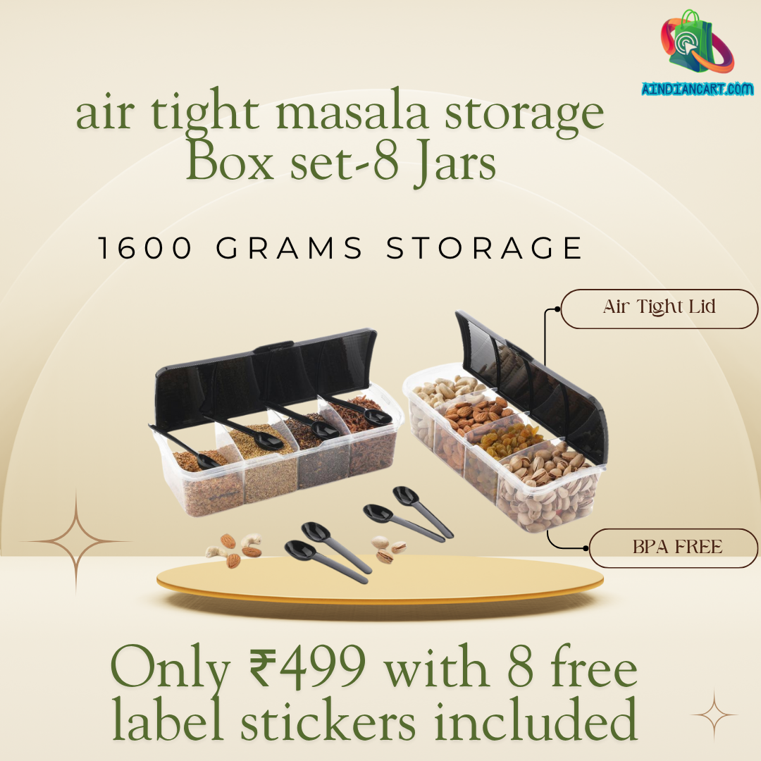 Air Tight Masala Storage Box (1 SET- 8 JARS)