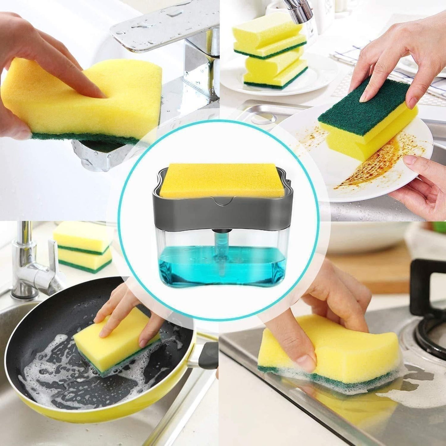 Liquid Soap Dispenser with Sponge Holder - 2-in-1