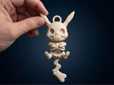 001 Pika-Bones - Articulated Skeleton Pikachu Keychain