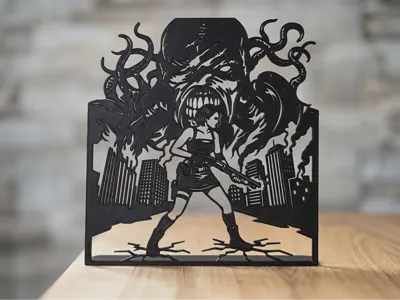 003 Raccoon City Survivor Jill vs Nemesis silhouette