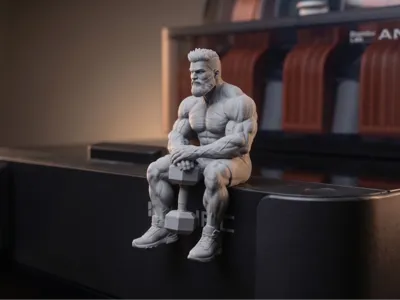 Giga Chad Monitor Sitter - Motivational Desk Buddy