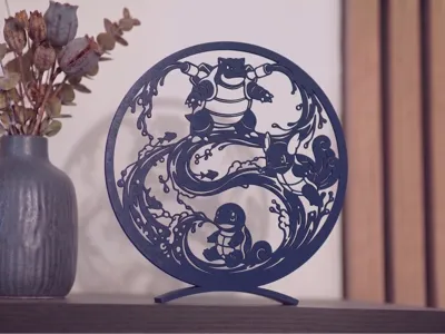 014 Squirtle Wartortle Blastoise Silhouette Diorama