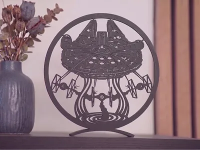 017 Millennium Falcon vs TIE Fighters Silhouette