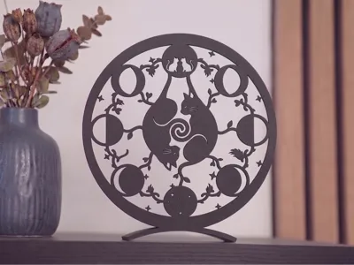 019 Cosmic Felines The Complete Moon Cycle Silhouette
