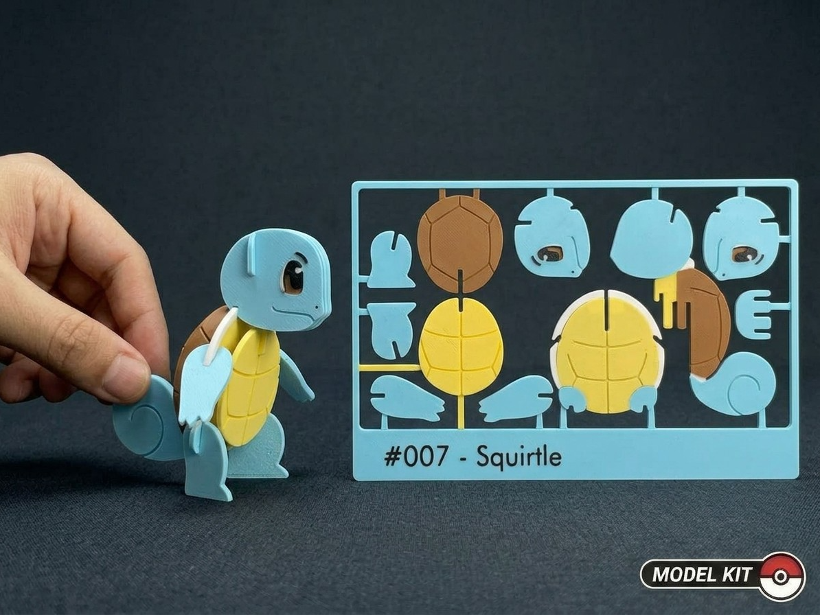 3D Printed Squirtle DIY Puzzle Model Kit | Buildable Collectible Figure