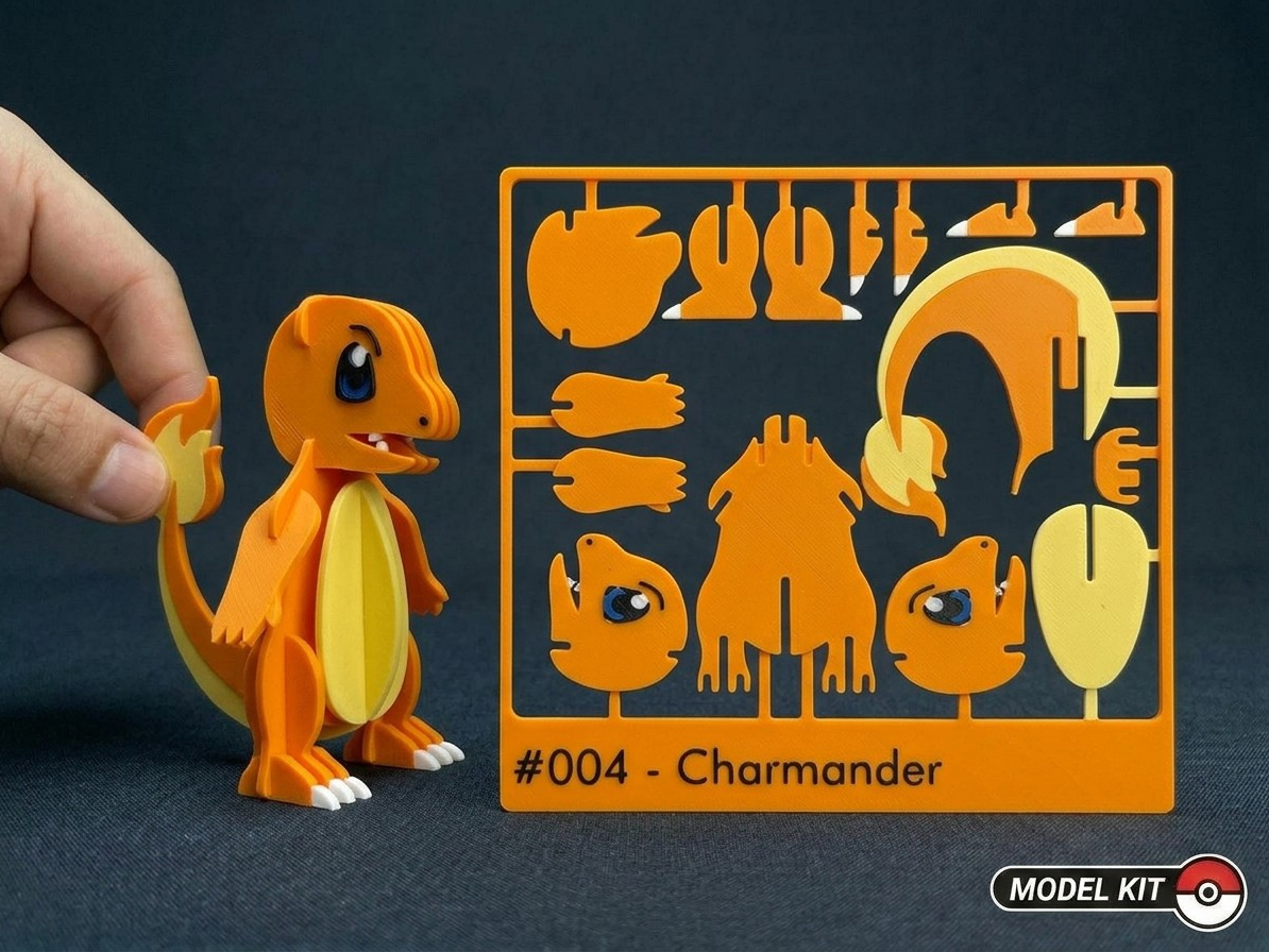 3D Printed Charmander DIY Puzzle Model Kit | Buildable Collectible Figure