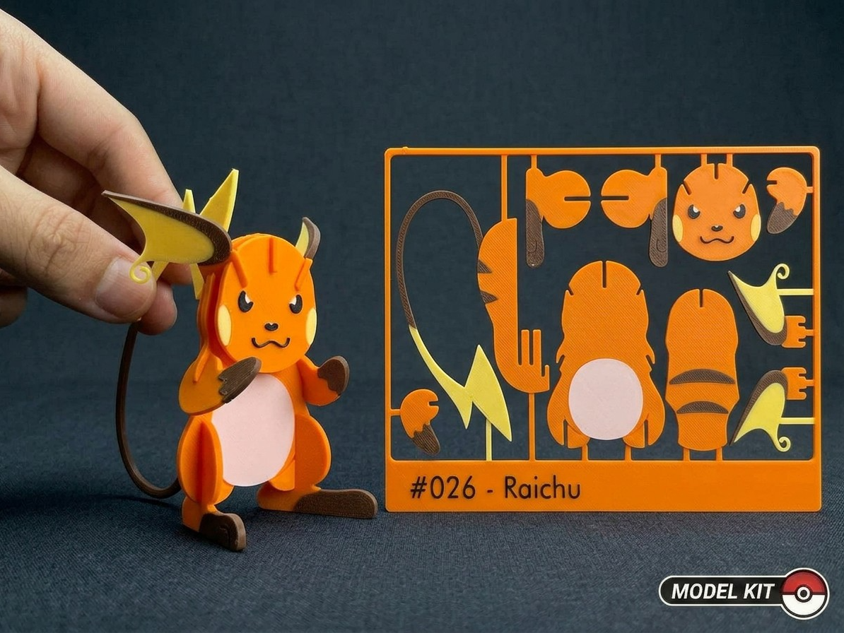 3D Printed Raichu DIY Puzzle Model Kit | Buildable Collectible Figure