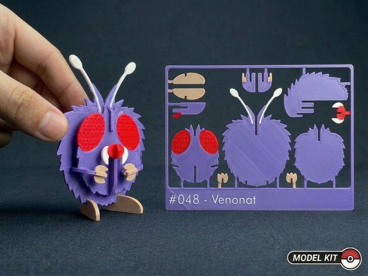 3D Printed Venonat DIY Puzzle Model Kit | Buildable Collectible Figure