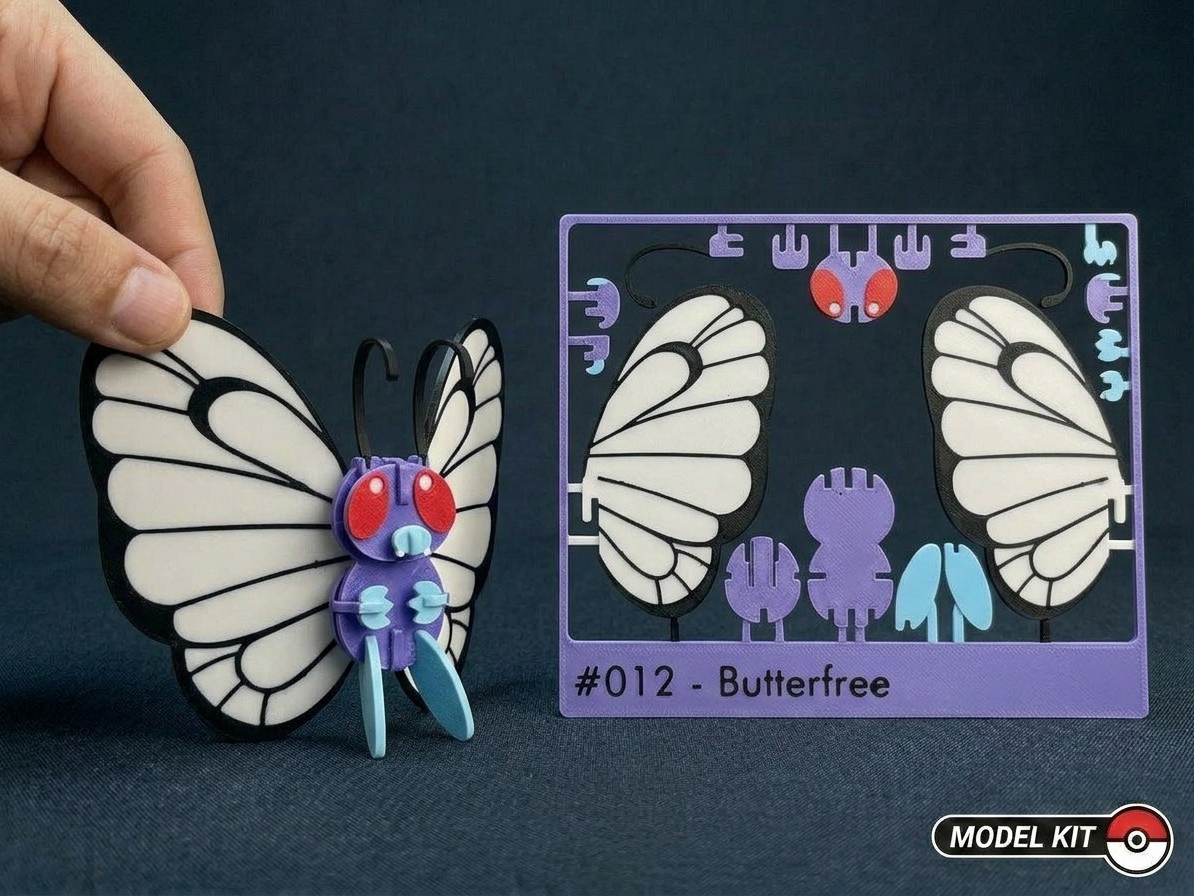 3D Printed Butterfree DIY Puzzle Model Kit | Buildable Collectible Figure