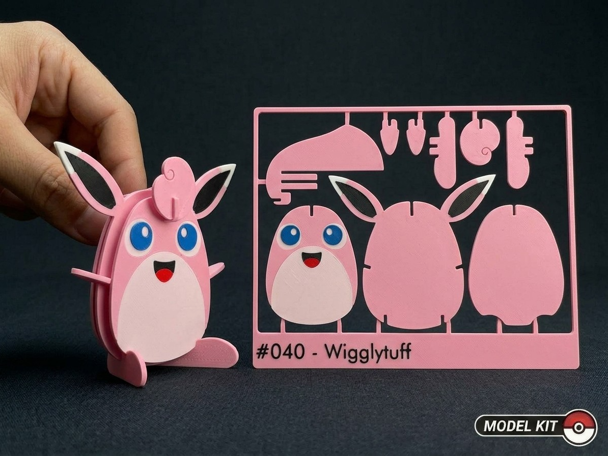 3D Printed Wigglytuff DIY Puzzle Model Kit | Buildable Collectible Figure