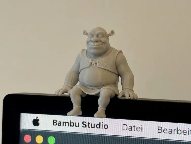 Mini Shrek Sitting on a Monitor