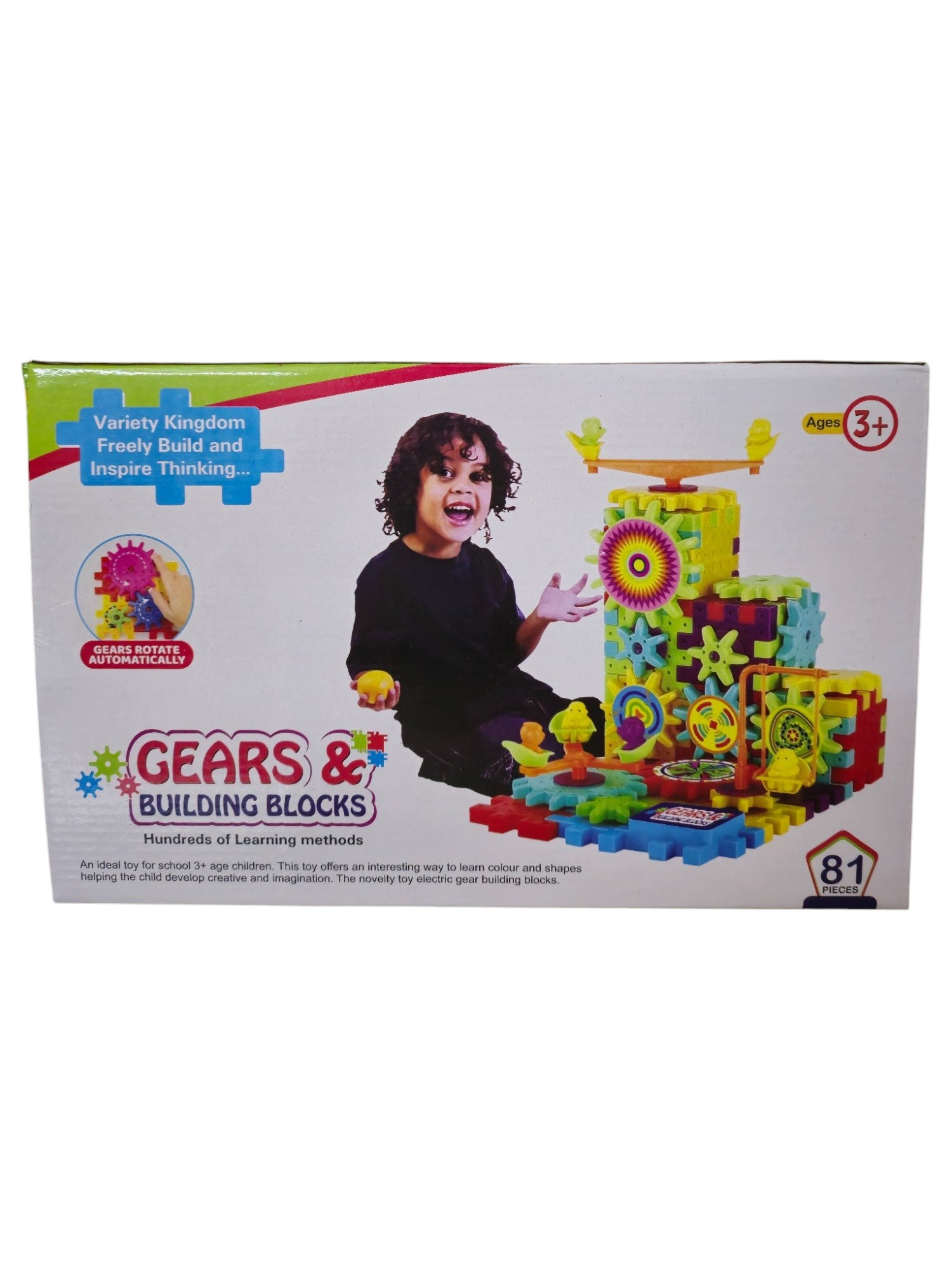 Rotating Blocks Panel Battery Operated 81pcs Rotating Building Blocks with Gears for STEM Le ...