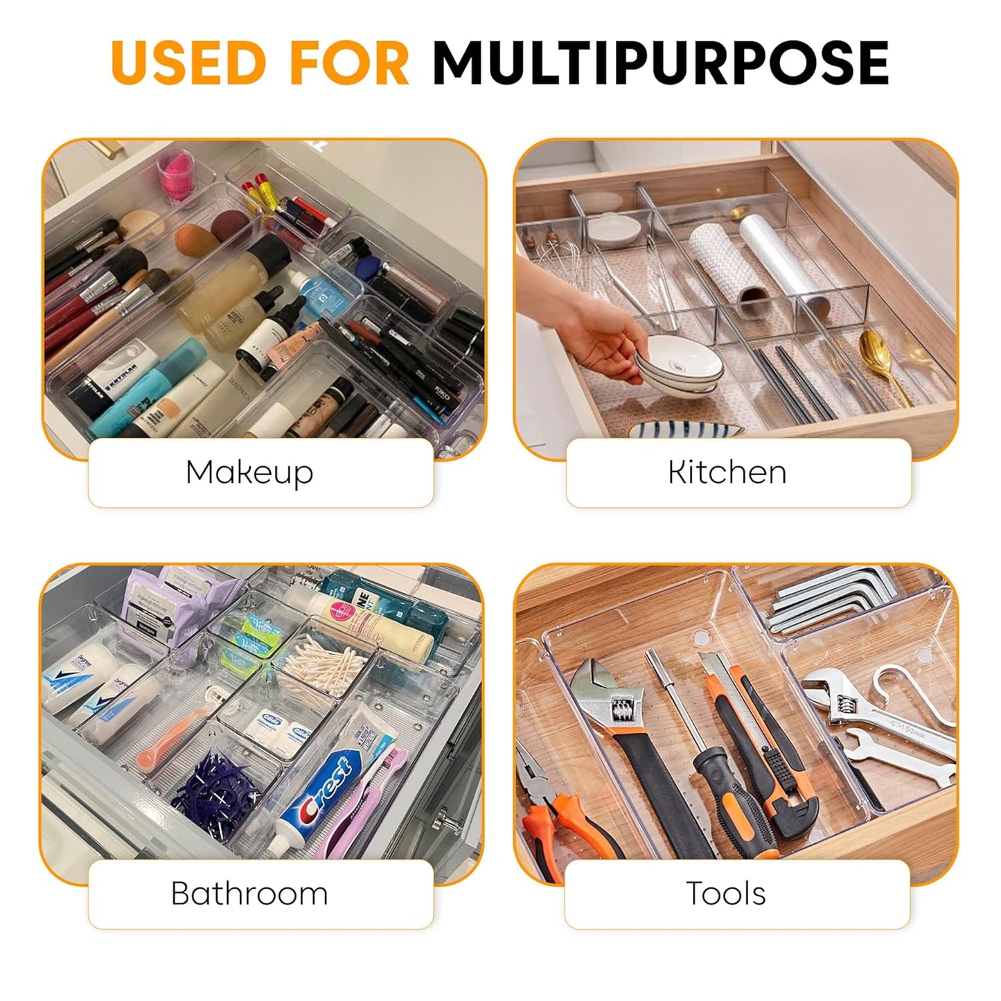 Multipurpose Clear Drawer Organizer