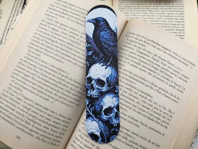 Bookmark Gothic Raven Skull  Dark Book Marker
