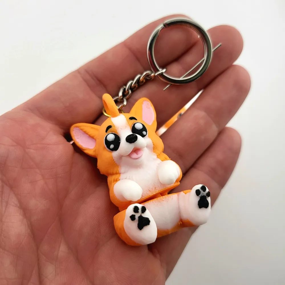 Corgi Dog Keychain Articulated Flexi Toy Kawaii