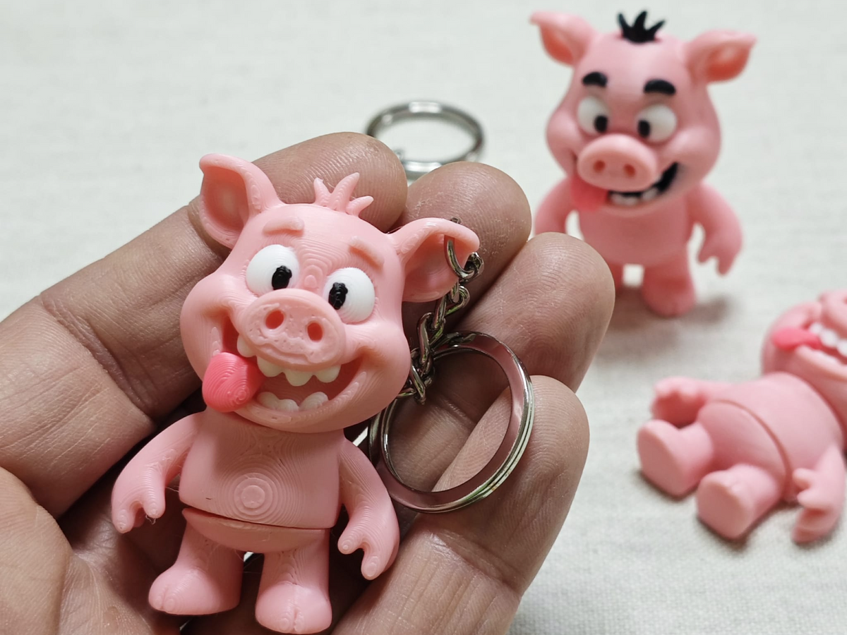 Crazy Pig Mini Flexi Keychain