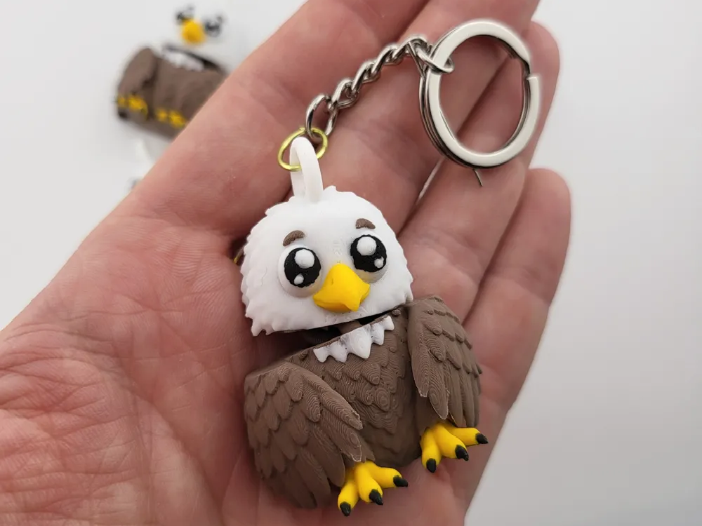 Cute Bald Eagle Flexi Keychain Articulated Toy