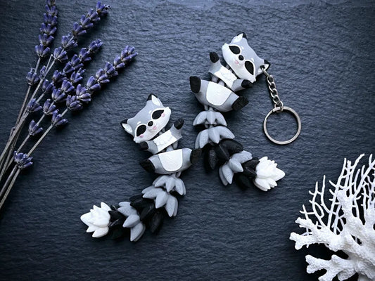 Cute Flexi Raccoon - Articulated Toy  Keychain