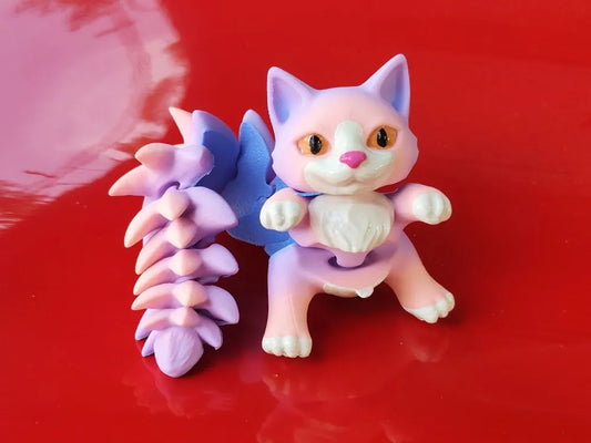 Cute Fluffy Articulated Cat Flexi Toy & Keychain