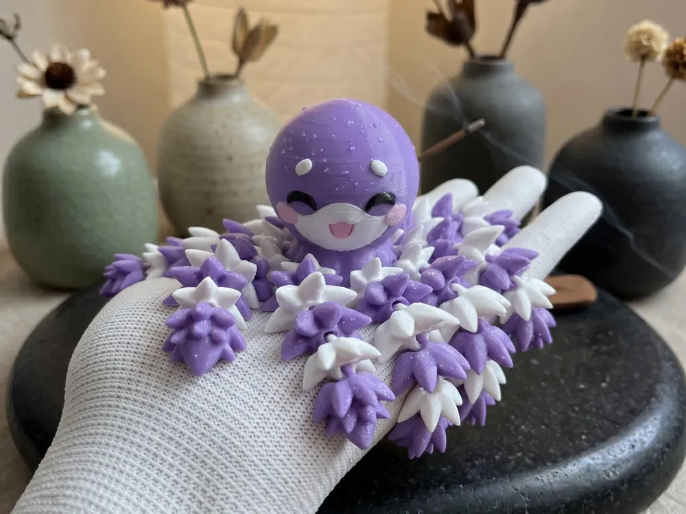 Flexi Fluffy Octopus - Articulated Toy  Keychain