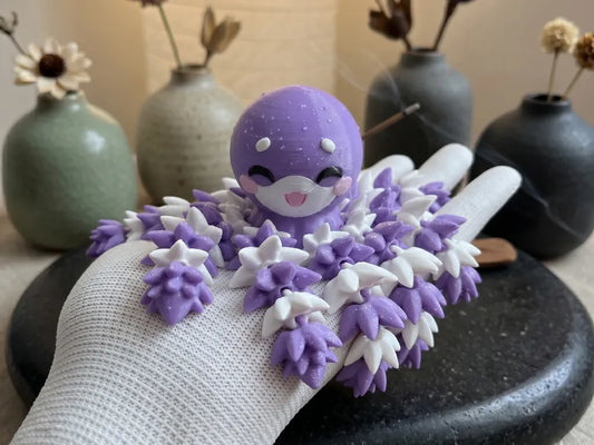 Flexi Fluffy Octopus - Articulated Toy  Keychain
