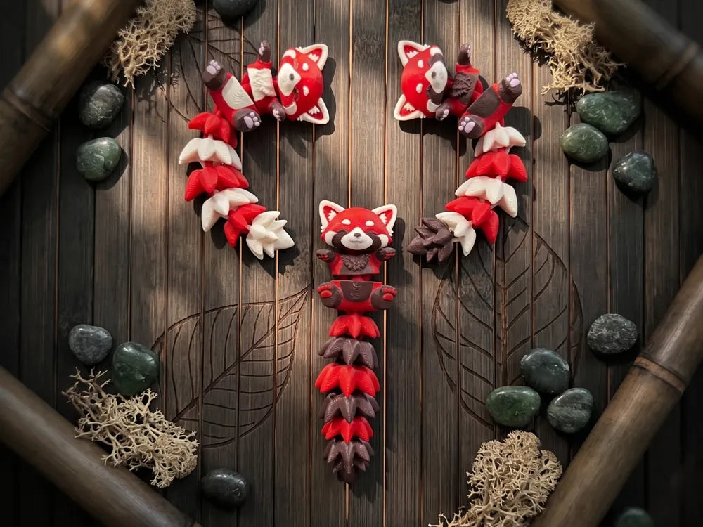 Fluffy Tail Cute Flexi Red Panda - Toy  Keychain