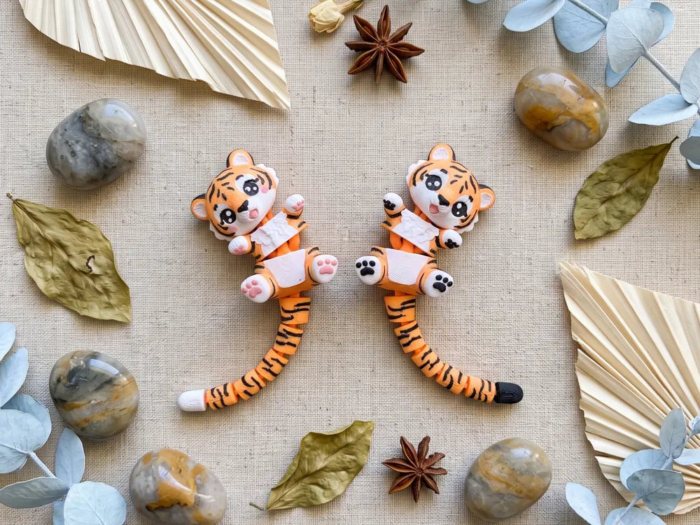 Fluffy Tails Cute Flexi Tiger Cub - Toy  Keychain