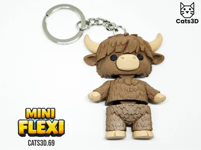 Highland Cow Mini Flexi Keychain
