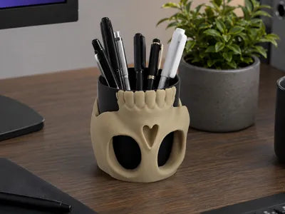 Pen Holder skull  Gothic Desk Organizer