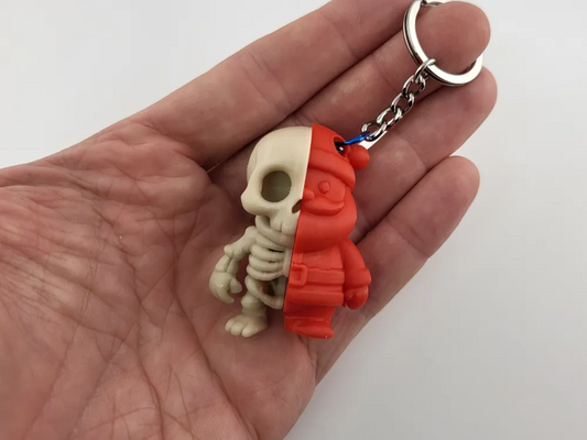 Santa Skeleton Keychain Half Cute Half Xmas Charm