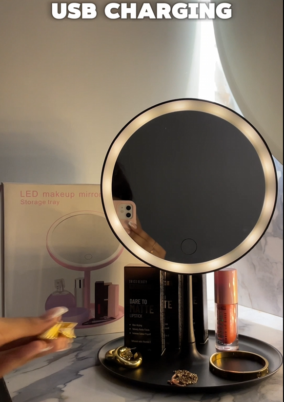 LumiGlow™ 3-Tone LED Vanity Mirror with Storage Tray