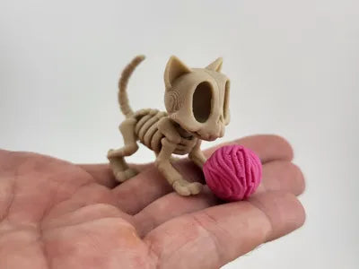 Skeleton Cat with Yarn Ball 3D Print halloween