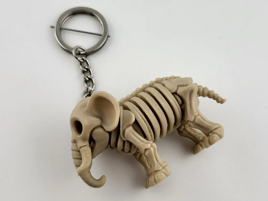 Skeleton Elephant Keychain Cute 3D Printed Animal