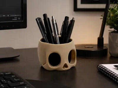 Skull Pen Holder  Gothic Desk Organizer