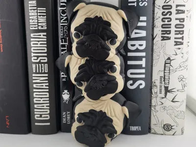 Three Pugs Book Nook Printed Bookend Insert