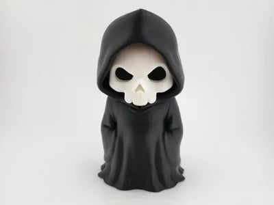 Urban Ghost Reaper 3D Printed Skull Toy in Black