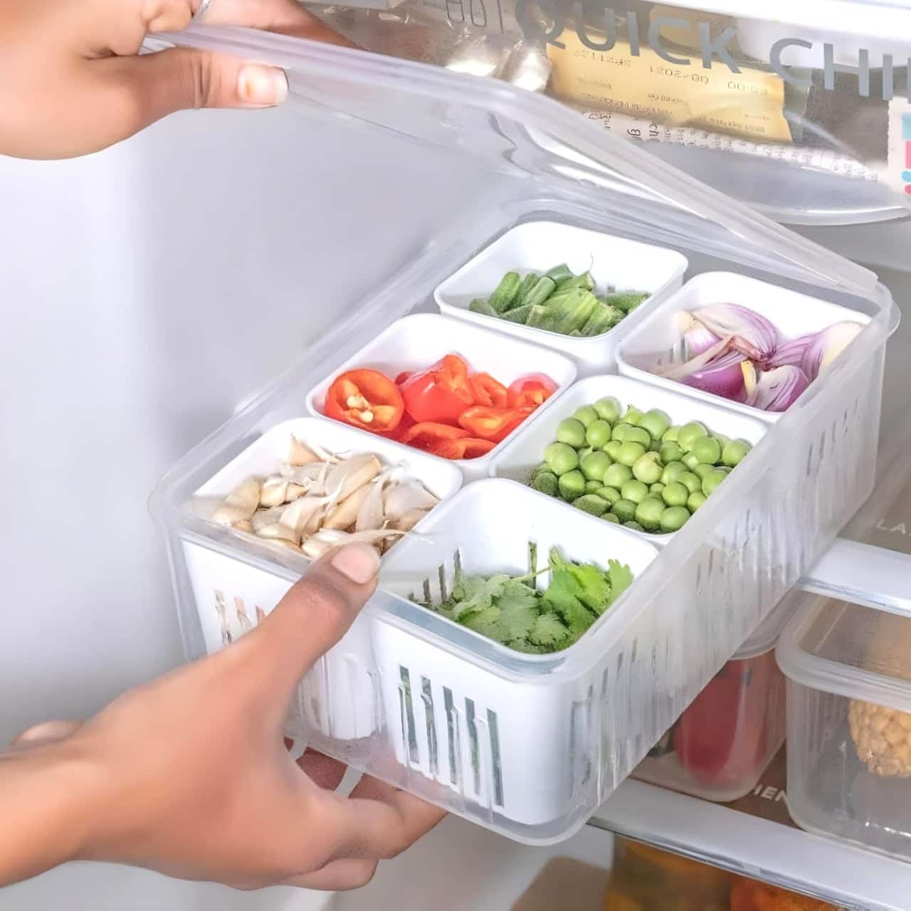 6-Grid Fridge Vegetable Organizer Box