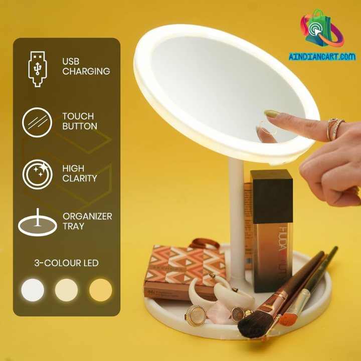 LumiGlow™ 3-Tone LED Vanity Mirror with Storage Tray