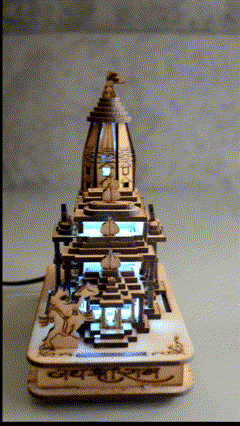 Ram Mandir 3D Model With Led Light (L 6.4xB 4xH 6.4 inch)