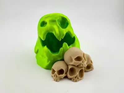 kawaii cute slime blob and skull